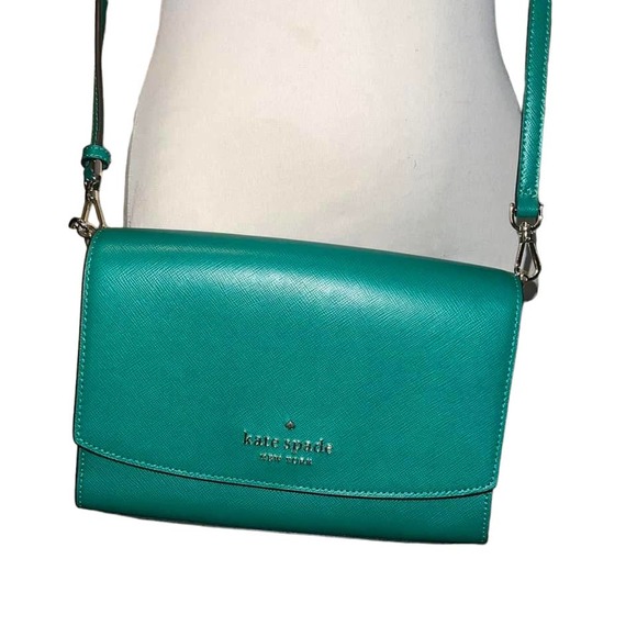 Kate Spade Green Leather Crossbody Handbag New - Picture 6 of 11
